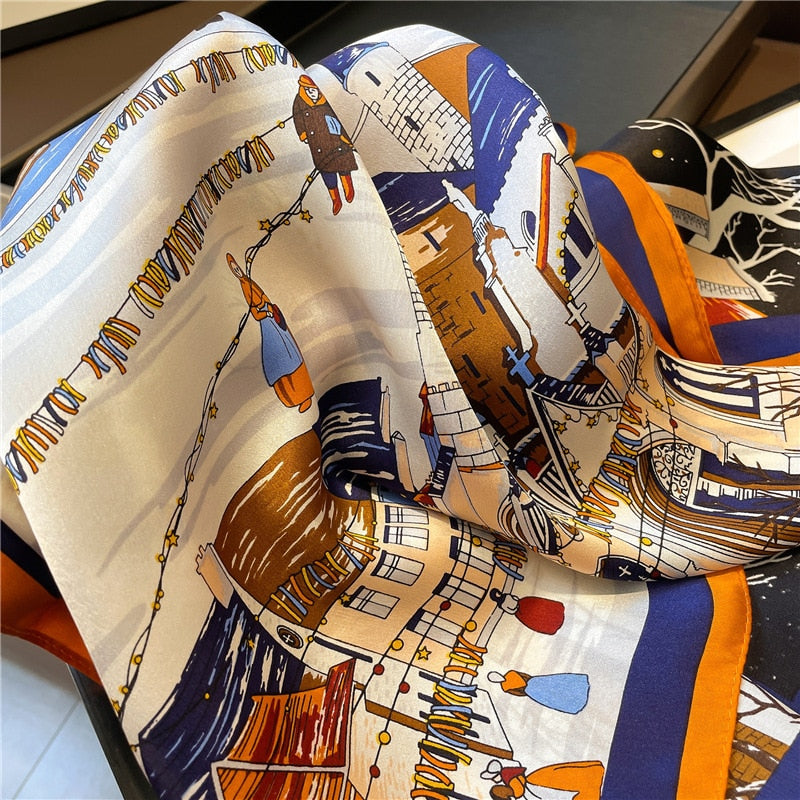 Foulard Chic Femme Carré 100% Soie