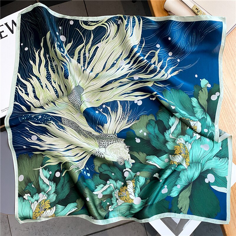 Carré de Soie Foulard Motif Marin