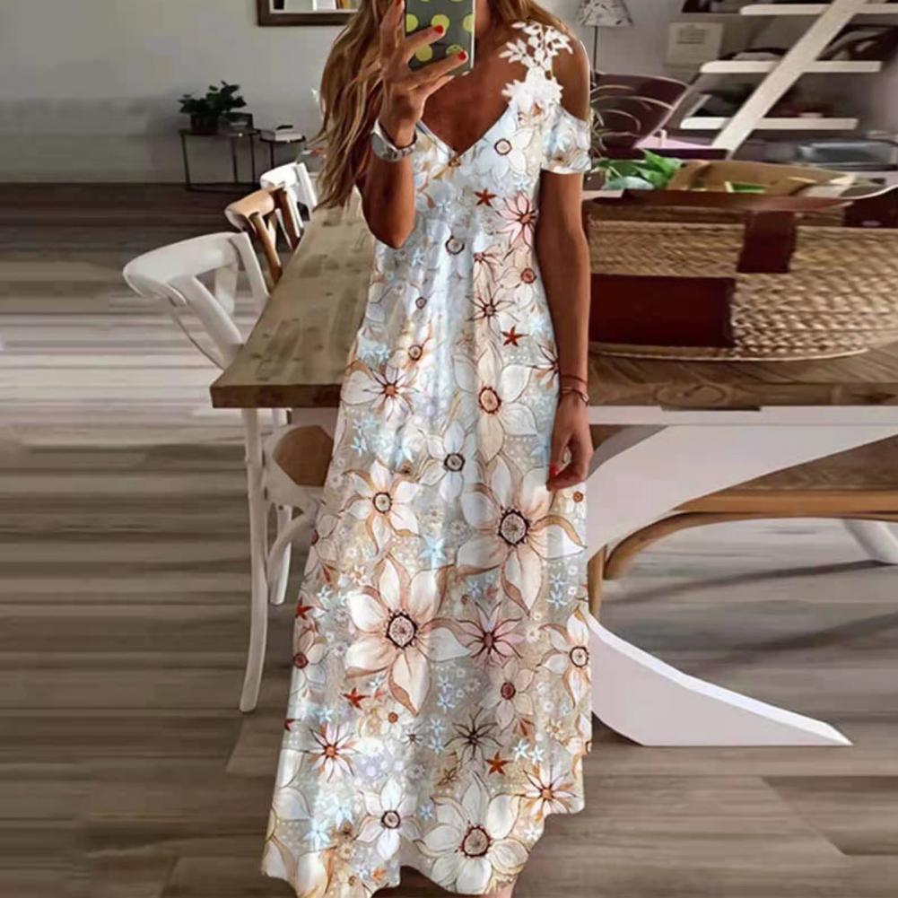 Robe Motif Fleur Blanche Femme