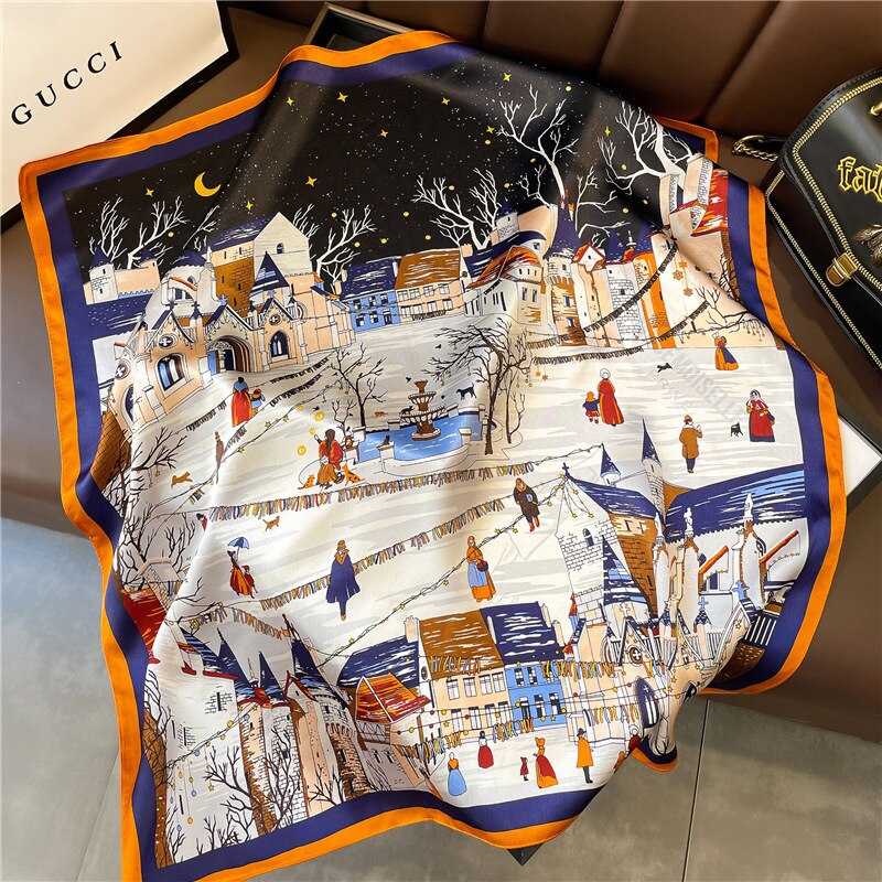 Foulard Chic Femme Carré 100% Soie