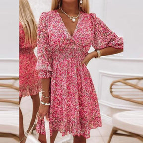 Robe Courte Motif Fleur Femme