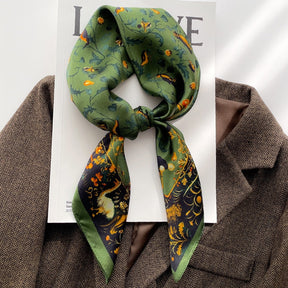 Carré 100% Soie Vert Femme