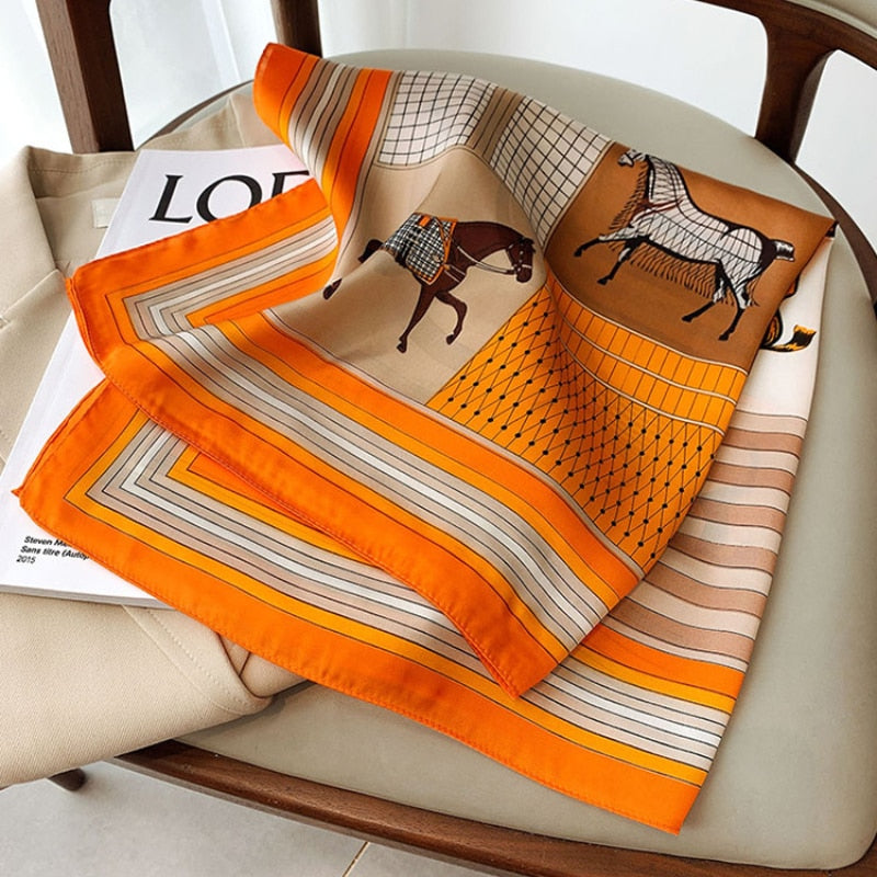 Foulard Carré Décoration Cheval Femme