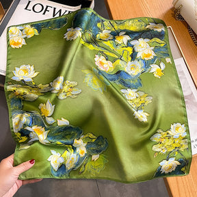 Carré 100% Soie Décoration Fleur Chic Femme