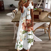 Robe Motif Fleur Blanche Femme