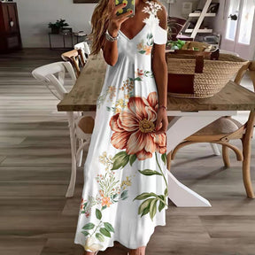Robe Motif Fleur Blanche Femme