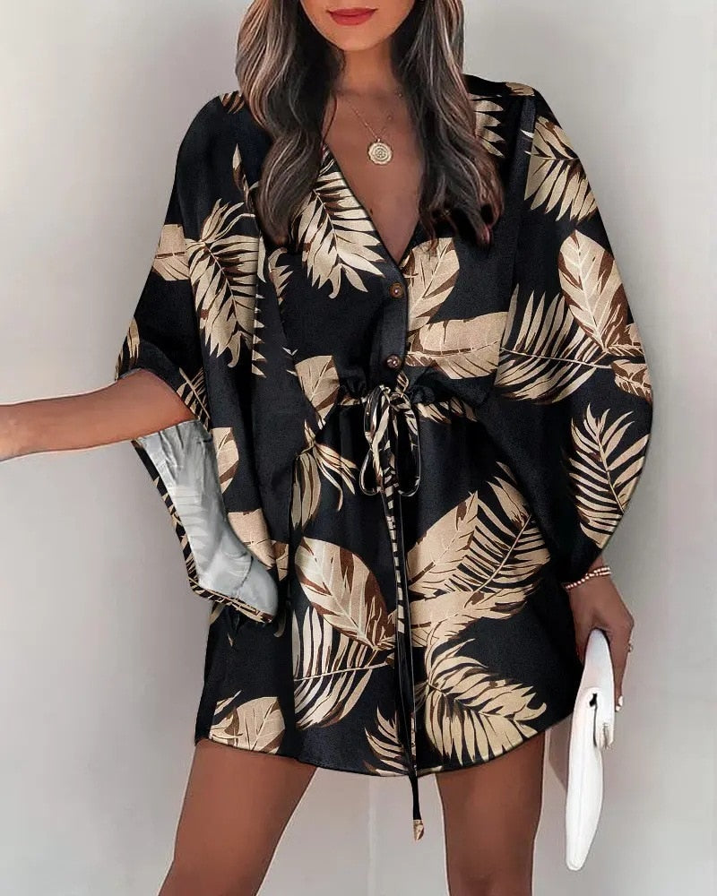 Robe Courte Femme Décoration Fleur Original